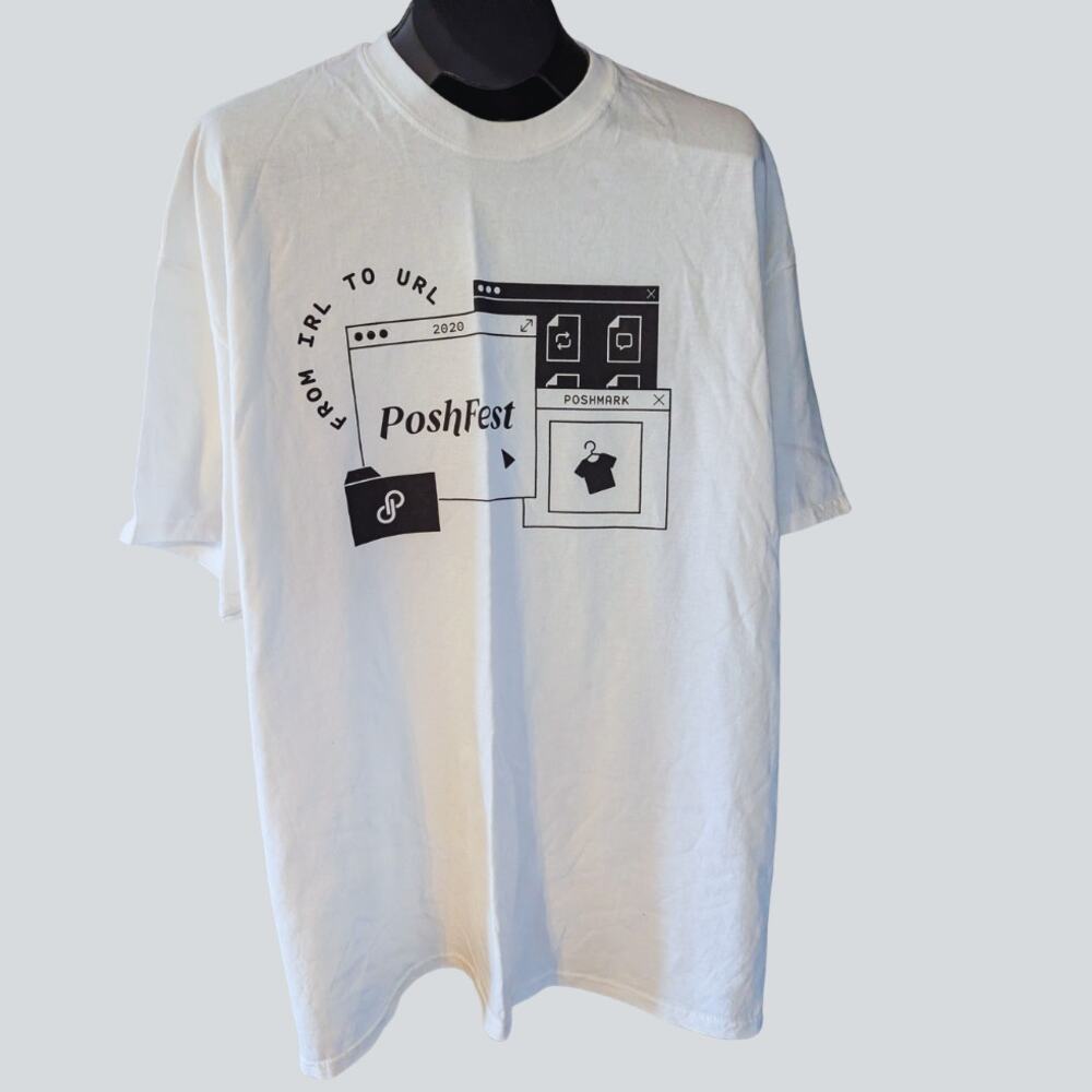 Poshmark 2XL Poshfest 2020 White Short Sleeve Casual Graphic T-shirt Gildan Tee